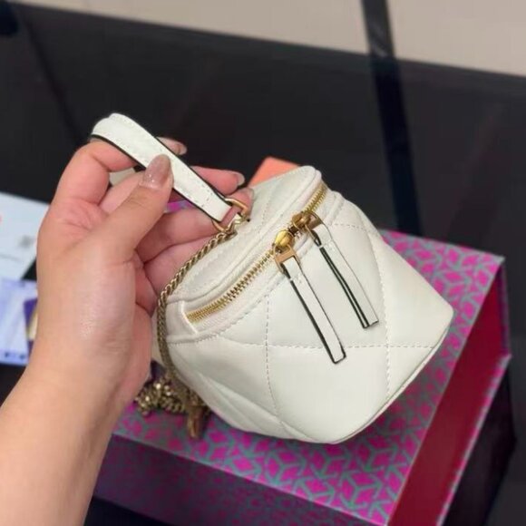 Tory Burch White Quilted Mini Bag with Gold Accents - Picture 5 of 7